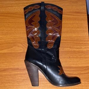 Jessica Simpson Brown and Black Cowboy Heeled Boot Size 10/40